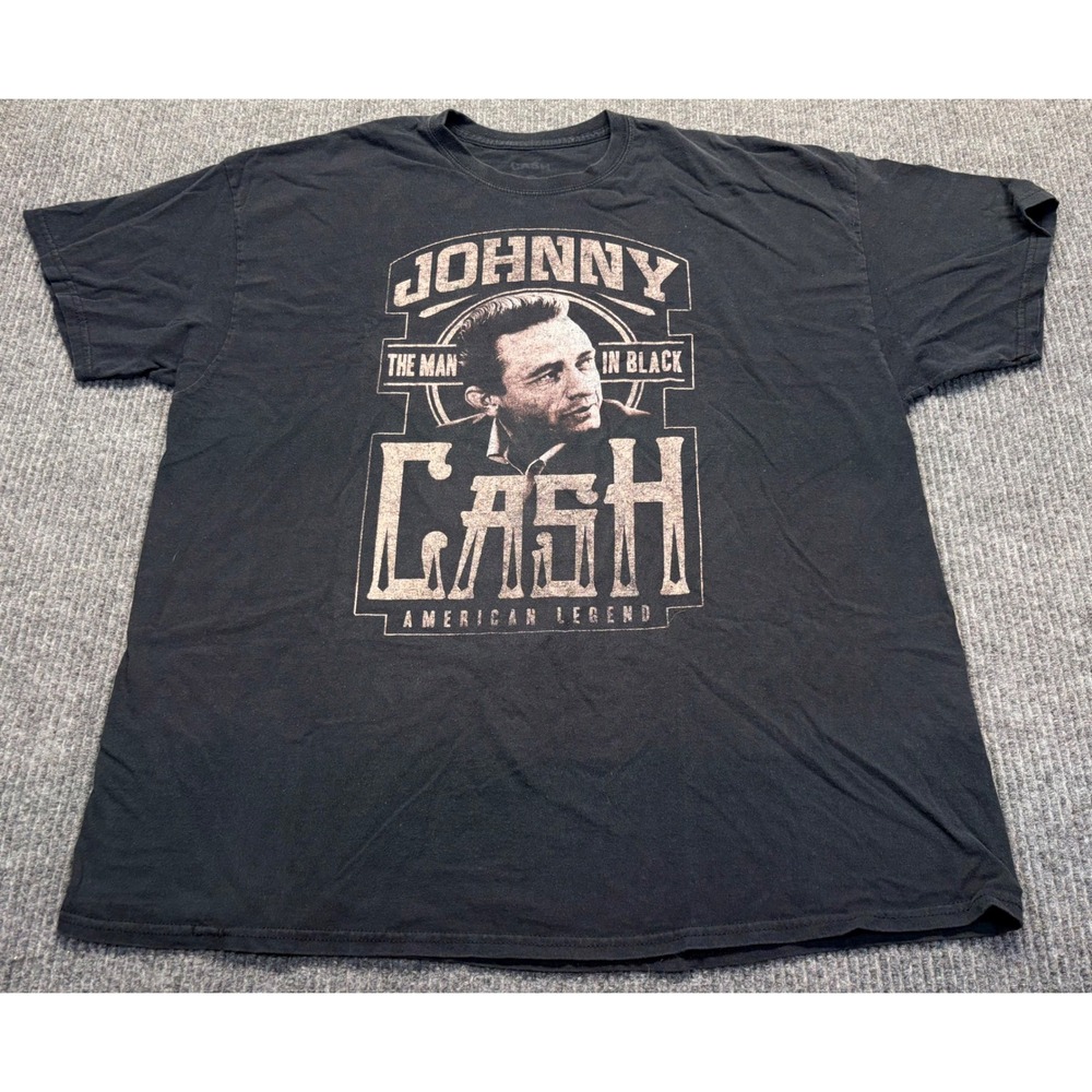Johnny Cash The Man In Black American Legend Graphic T-Shirt Black Mens 2XL